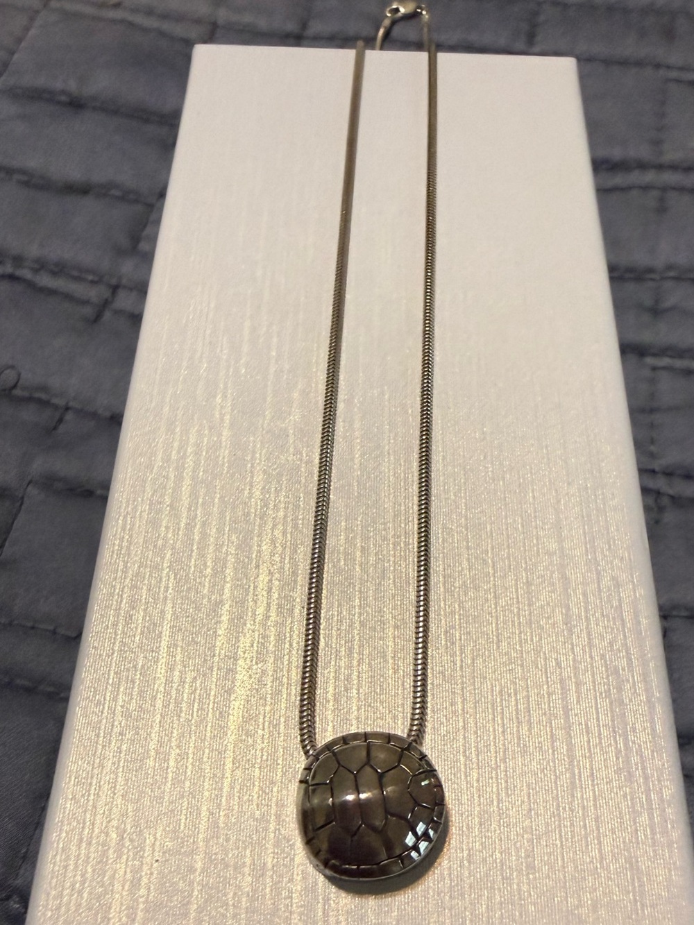 Mignon Faget Sterling silver 16 inch chain and turtle shell pendant